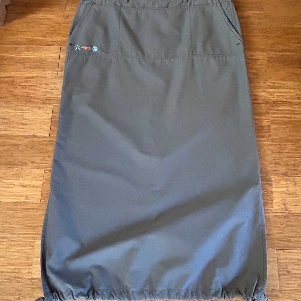 American Eagle Outfitters Gray Cotton Straight Midi Skirt, Size 14 fits Size 12